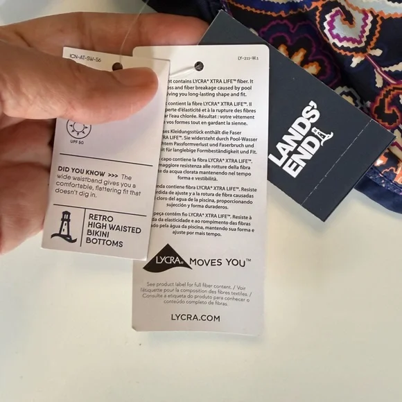 New Lands' End 2-Piece Tankini Set NWT - Paisley Print Underwire Support Size 10 - Picture 14 of 16